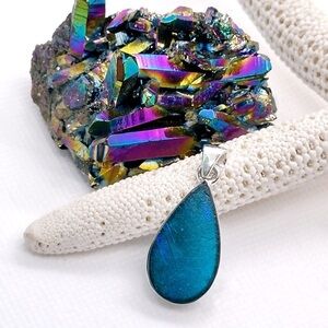 STERLING Silver Holy Land Ancient Roman Glass Pendant Necklace